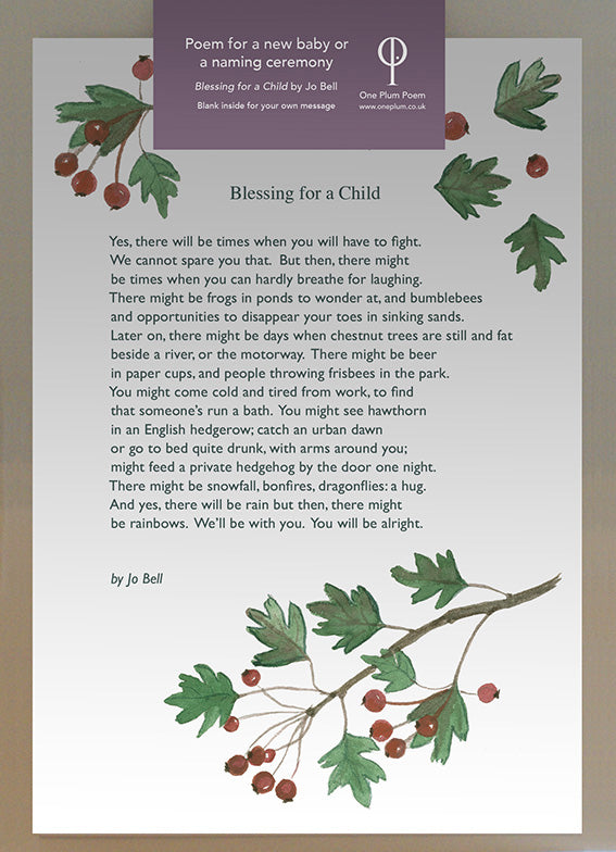 ONE PLUM POEM CARD: BLESSING FOR A CHILD