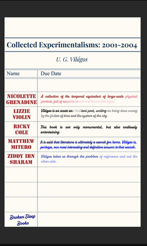 Collected Experimentalisms 2001-2004 by U. G. Vilagos