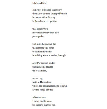 POEM OF THE WEEK: ENGLAND